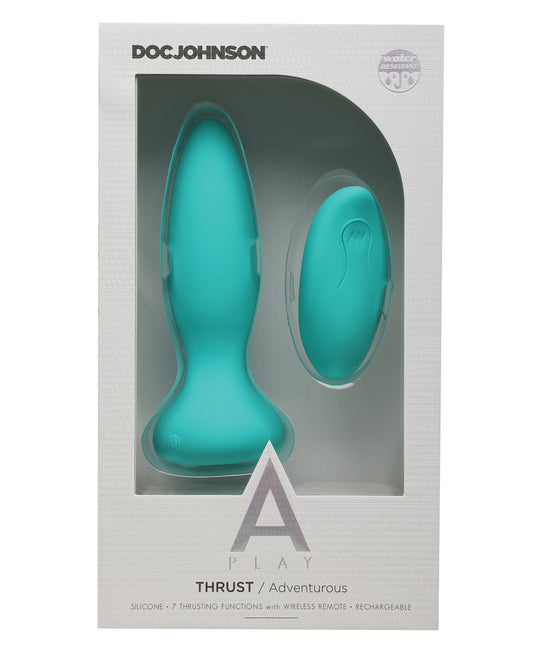 A-Play Thrust Adventurous Teal Anal Plug with Remote and Thrusting Motion