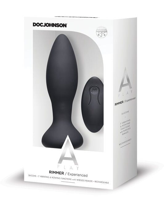 A-Play Silicone Anal Plug with Remote 7 Vibration Modes Spinning Ridges for Advanced Anal Pleasure