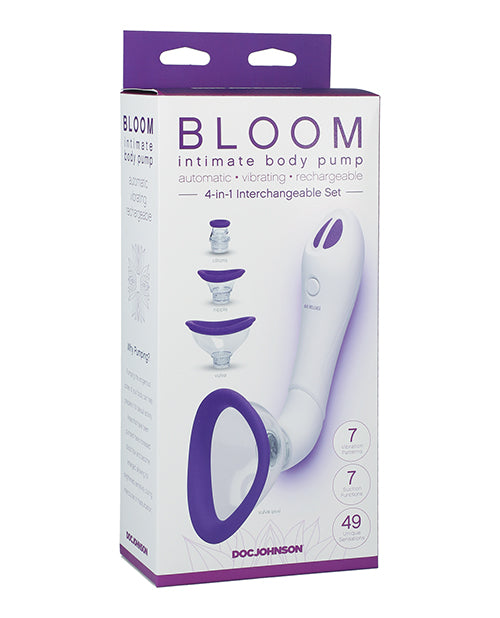 Bloom Stimulators Automatic Vibrating Pump with 4 Silicone Suction Heads for Targeted Intimate Stimulation