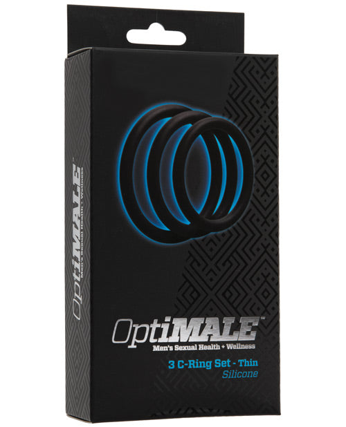 OptiMALE Penis Enhancement Silicone Cock Ring Kit with 3 Stretchable Sizes for Stamina and Comfort