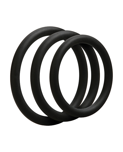 OptiMALE Black Silicone Cock Ring Kit with 3 Ultra-Stretchable Sizes