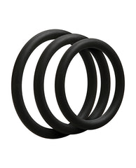 OptiMALE Black Silicone Cock Ring Kit with 3 Ultra-Stretchable Sizes