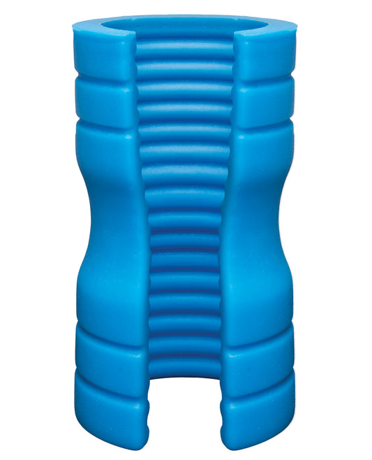 OptiMale Truskyn Silicone Stroker with Ribbed Texture in Blue