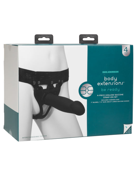 Body Extensions Strap On Set with Adjustable Harness and Three Silicone Attachments for Versatile Penetration Play