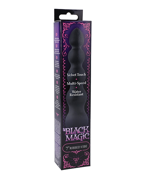 Black Magic Vibrator 7-Inch Ribbed Design Velvet Touch for Multi-Speed Stimulation and Water-Resistant Play