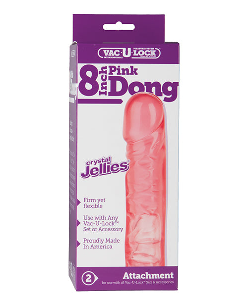 Vac-U-Lock 8" Crystal Jellies Dong Strap-On with Non-Slip Pink Design