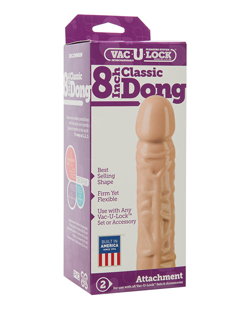 Vac-U-Lock Strap On 8 Inch Classic Dong Phthalate-Free Non-Slip Design for Versatile Strap On Play