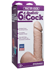 Vac-U-lock Strap On 6-Inch Realistic Attachment with Bulging Veins Hand-Painted Detail for Lifelike Sensation