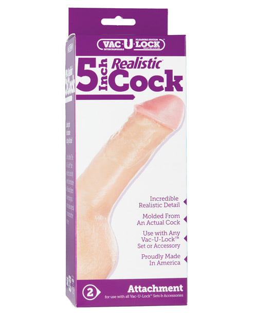 Vac-U-lock Strap-On Attachment 5-Inch Realistic Hand-Painted Detail Body-Safe for Versatile Compatibility