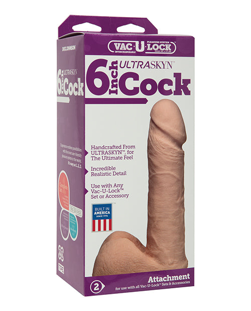 Vac-U-Lock Strap-On Attachment ULTRASKYN 6 Inch Cock and Balls White Realistic Vac-U-Lock Compatible for Lifelike Strap-On Play