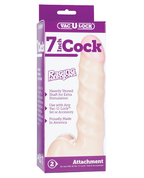 Vac-U-lock Strap On 7 Inch Realistic Dildo with Ribbed Shaft and FIRMSKYN Material for Enhanced Stimulation
