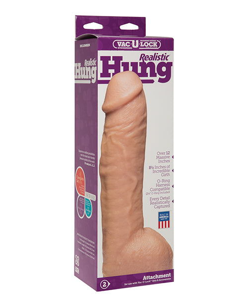 Vac-U-Lock Strap On Attachment Realistic 12.5 Inch Design with Veined Texture for Enhanced Sensation