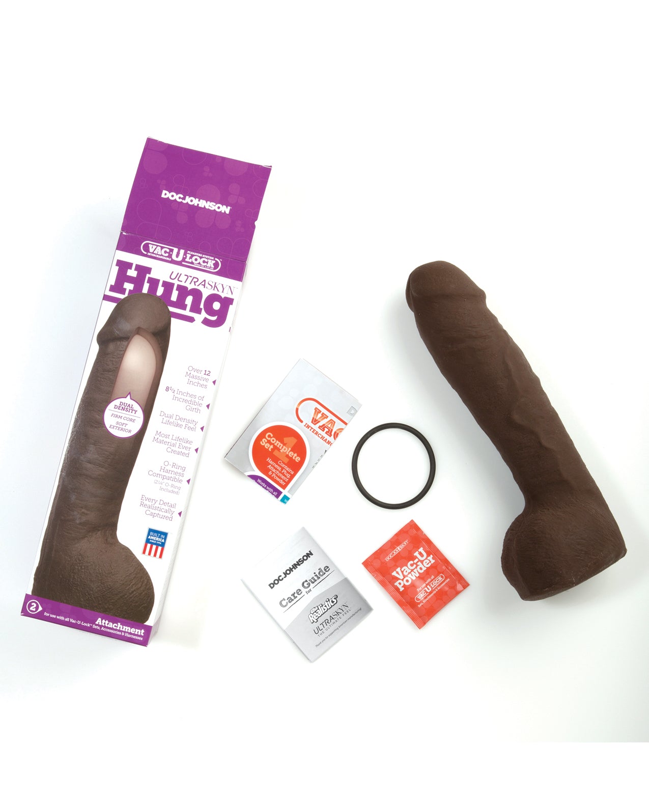 Vac-U-Lock Ultraskyn 12-Inch Hung Strap-On Attachment in Chocolate