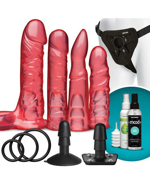 Vac-U-Lock Pink Crystal Jellies Strap-On Set with 4 Attachments
