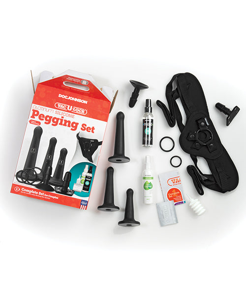 Vac-U-Lock Silicone Pegging Set with 3 Platinum Attachments