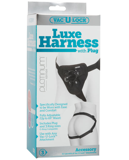 Vac-U-Lock Strap-On Harness Black Neoprene Adjustable Design with Snap Front for Comfortable Versatile Wear