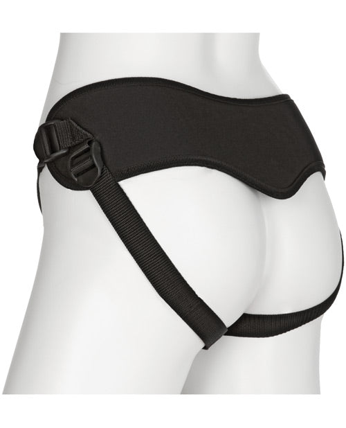 Supreme Adjustable Neoprene Strap-On Harness with Open Crotch - Black