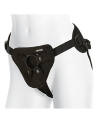 Vac-U-Lock Supreme Harness with Vibrating Plug – Black Strap-On System