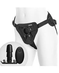 Vac-U-Lock Supreme Harness with Vibrating Plug – Black Strap-On System