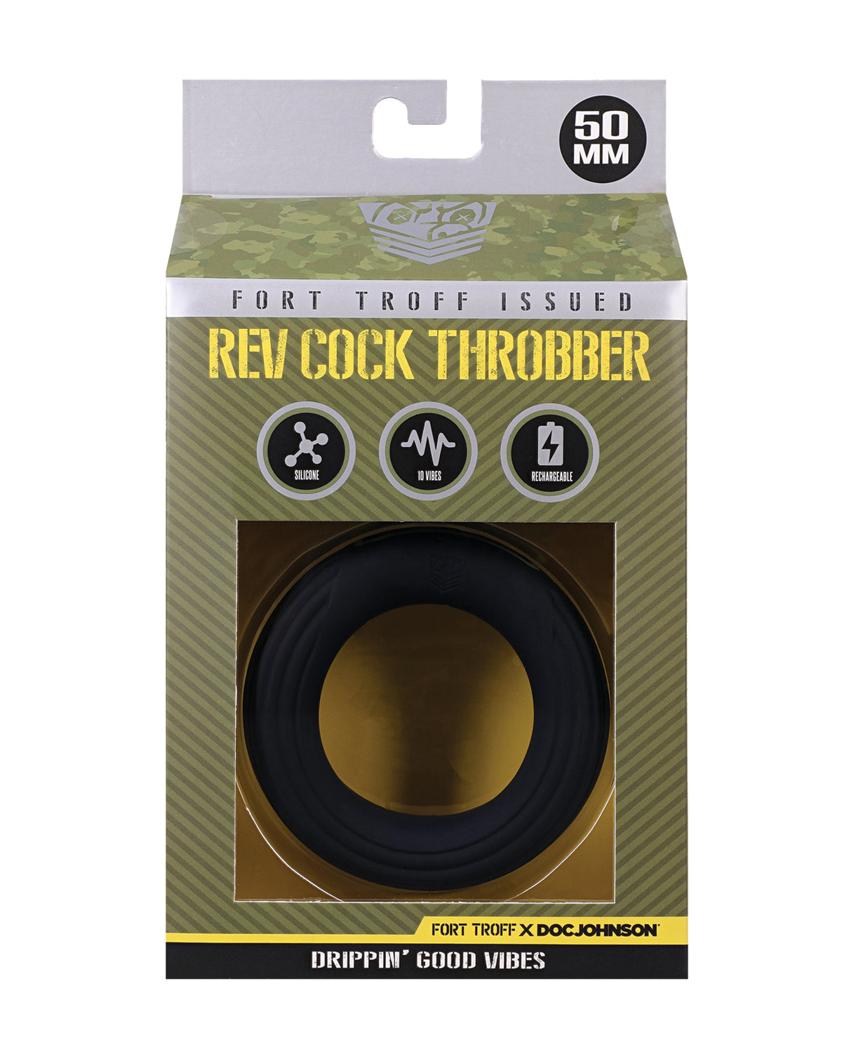 Fort Troff Rev Cock Throbber Vibrating Cock Ring - Large, Black