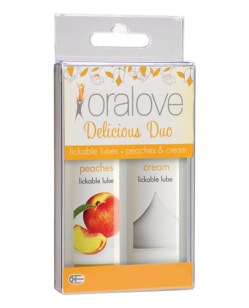 Oralove Lubricants Duo Peaches & Cream Flavored Water-Based Formula for Oral Pleasure