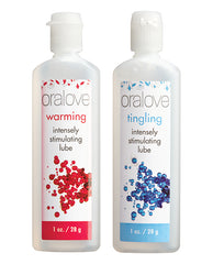 Oralove Delicious Duo Flavored Lubricant Set with Warming & Tingling Sensations