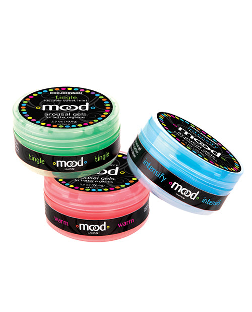 Mood Lube Kissable Foreplay Gels Pack with Warm, Tingle, and Intensify Flavors