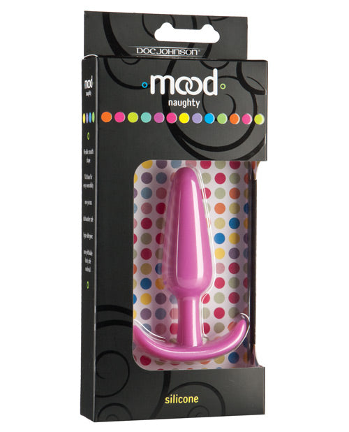 Mood Anal Plug Pink Velvet Touch Silicone Set Curved Base for Comfortable Anal Exploration