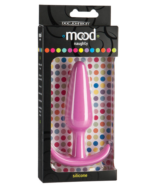 Mood Large Silicone Anal Plug Velvet-Touch Curved Base Pink for Comfortable Anal Play