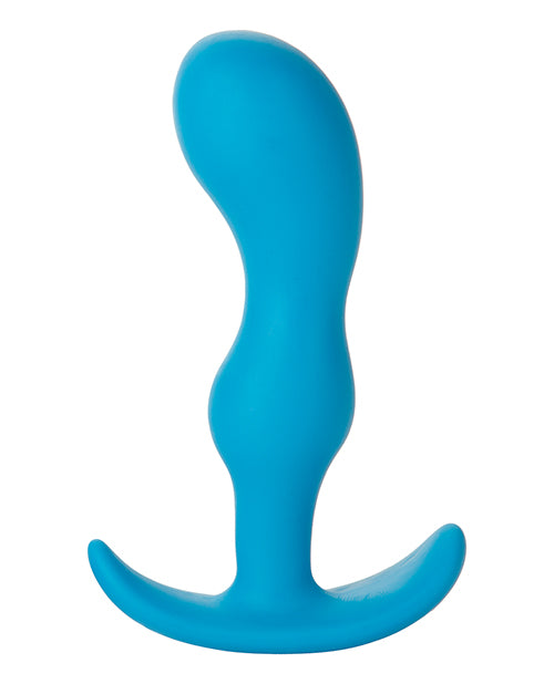 Large Velvet-Touch Silicone Butt Plug with Contoured Design - Blue