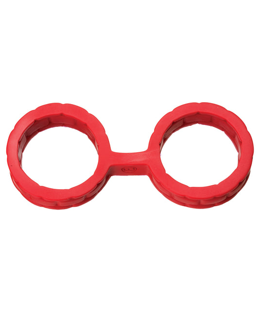 Japanese Bondage Silicone Cuffs Large - Red Silicone One-Piece Design