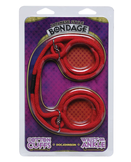 Doc Johnson Bondage Blindfolds & Restraints 100% Cotton Rope Cuffs Adjustable Slip-Ring Design for Secure, Comfortable Restraint