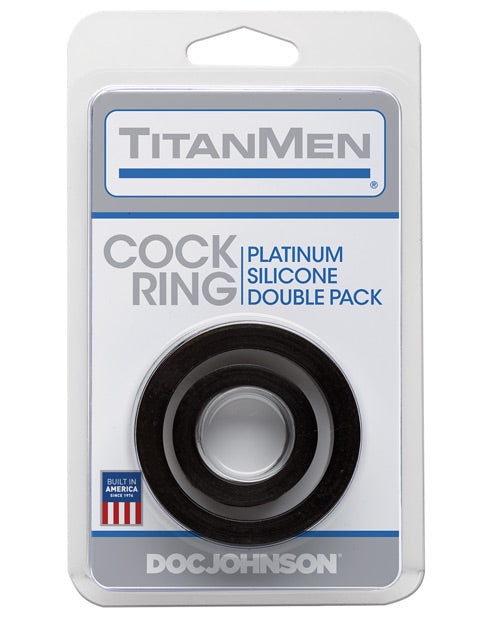 TitanMen silicone cock rings double pack with stretch-fit design and dual sizes for enhanced intimate performance