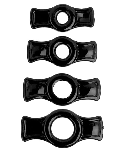 Titanmen Tools Cock Ring Set with Easy-Grip Tabs, Black Silicone