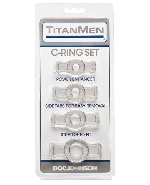 TitanMen Cock Ring Set Clear Flexible Penis Rings with Easy Grip Tabs for Support and Comfort