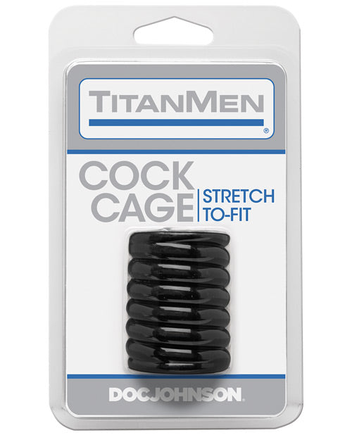 Titanmen Cock Cage Black Ribbed Texture Stretchy Sleeve for Enhanced Erection and Stimulation