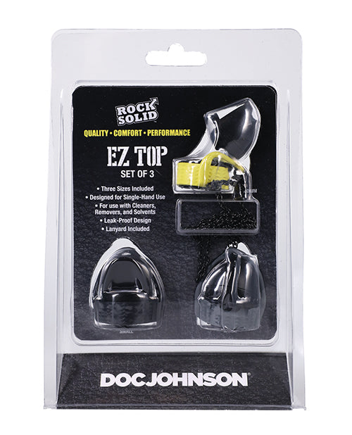 Rock Solid Bottle Topper Set leak-proof EZ Top caps in three sizes for versatile, mess-free storage and easy one-handed use