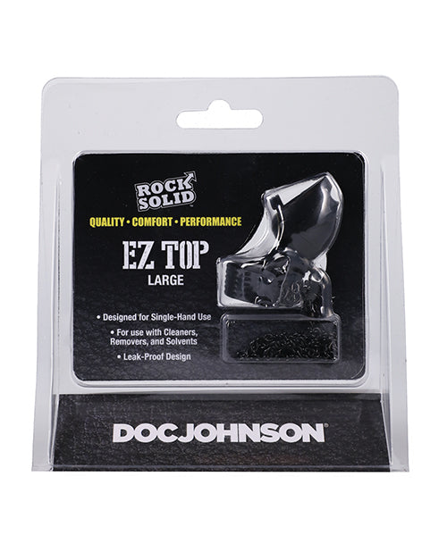 Rock Solid Leak-Proof Bottle Cap EZ Top Large Topper in Black for Effortless Single-Handed Lubricant Dispensing