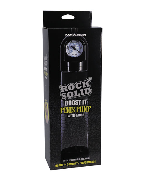 Rock Solid Penis Pump with Transparent Cylinder and Pressure Gauge for Effective Penis Enhancement