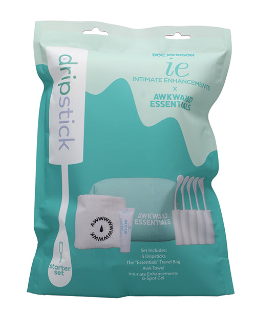 Awkward Essentials Body & Bath Product Starter Set with dripsticks, towel, and G-Spot Gel for discreet post-intimacy hygiene