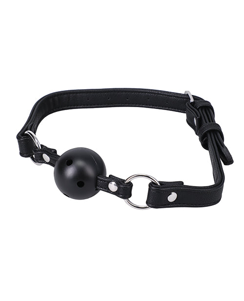 In A Bag Bondage Restraint Vegan Leather Ball Gag with Breathable Design and Locking Buckle for Secure Sensory Play