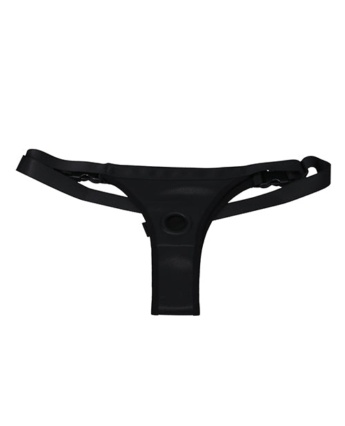 In A Bag Strap Ons Black Vegan-Leather Harness with Slim Silicone Dong for Adjustable Comfortable Fit