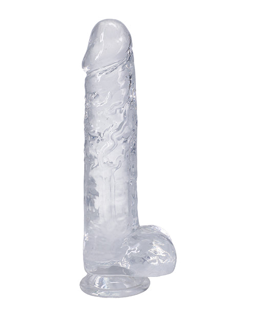 In A Bag Dildo Realistic 10-Inch Clear Suction Base with Veined Texture for Hands-Free Play