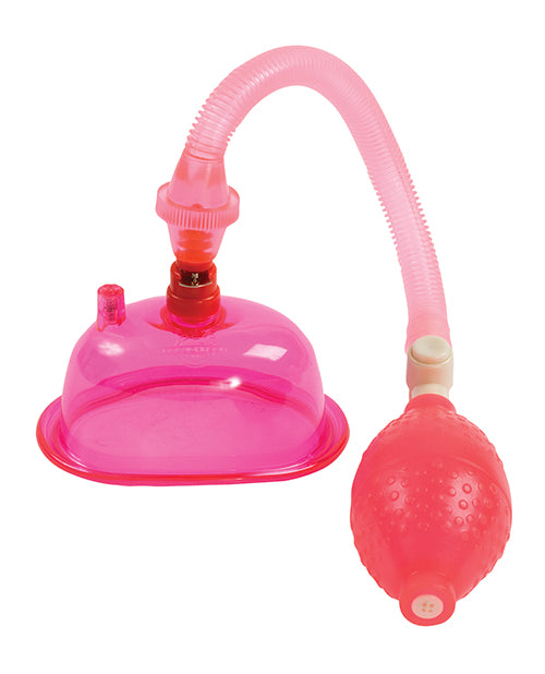 In A Bag Pussy Pump pink stimulator with ergonomic suction cup and air release for enhanced sensitivity