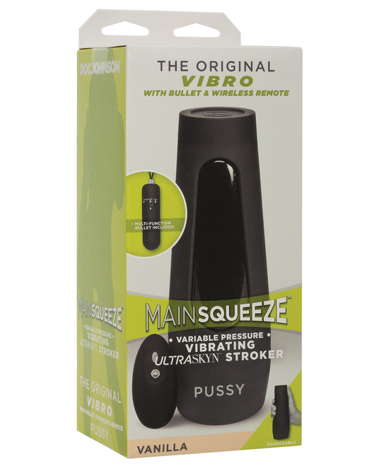 Main Squeeze Masturbator Vibrating ULTRASKYN Textured Sleeve Remote Control for Realistic Stimulation