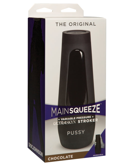 Main Squeeze Masturbator ULTRASKYN Chocolate with Realistic Opening and Squeezable Grip for Intense Stimulation
