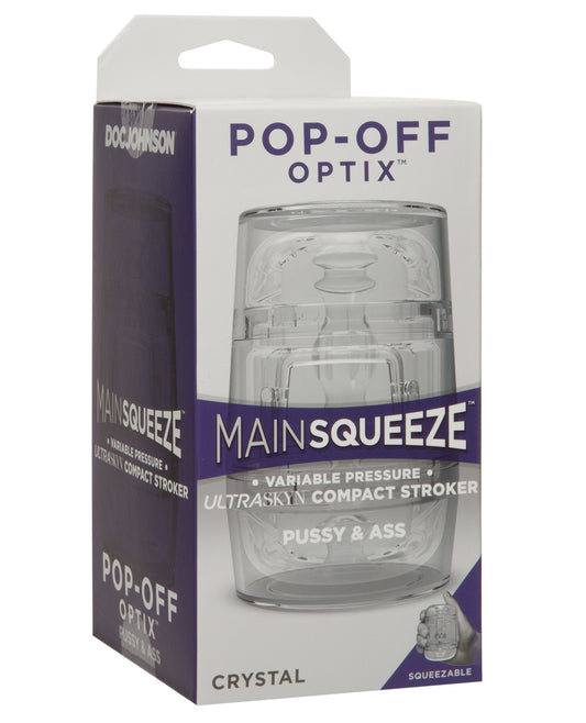 Main Squeeze Masturbator Crystal Double-Ended Stroker with ULTRASKYN Texture for Discreet Solo Stimulation