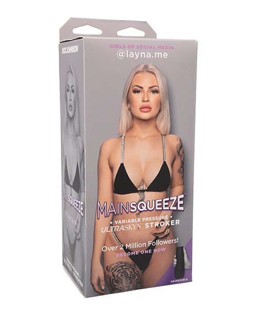 Main Squeeze ULTRASKYN Masturbator Molded After @layna.me with Textured Interior and Variable Pressure for Realistic Stimulation