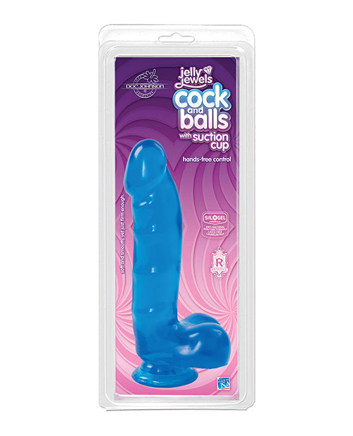 Jelly Cock Dong Blue 6-Inch with Suction Cup and Realistic Balls for Hands-Free Pleasure