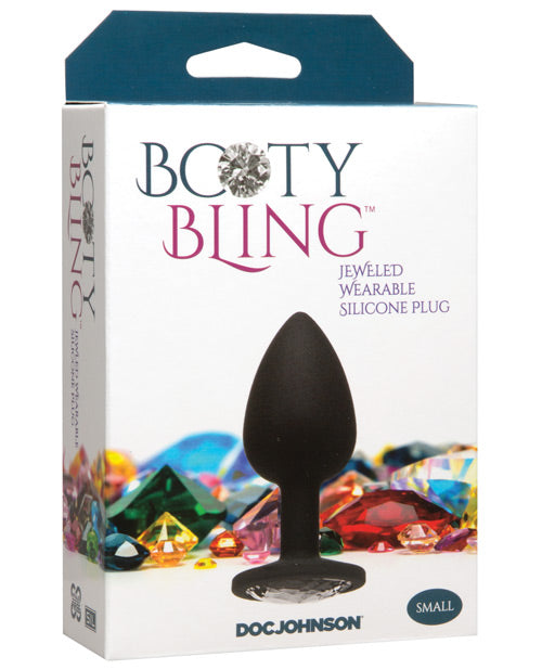 Booty Bling Anal Product Small Silver Silicone Plug with Pastel Gem for Visual Stimulation and Comfortable Wear